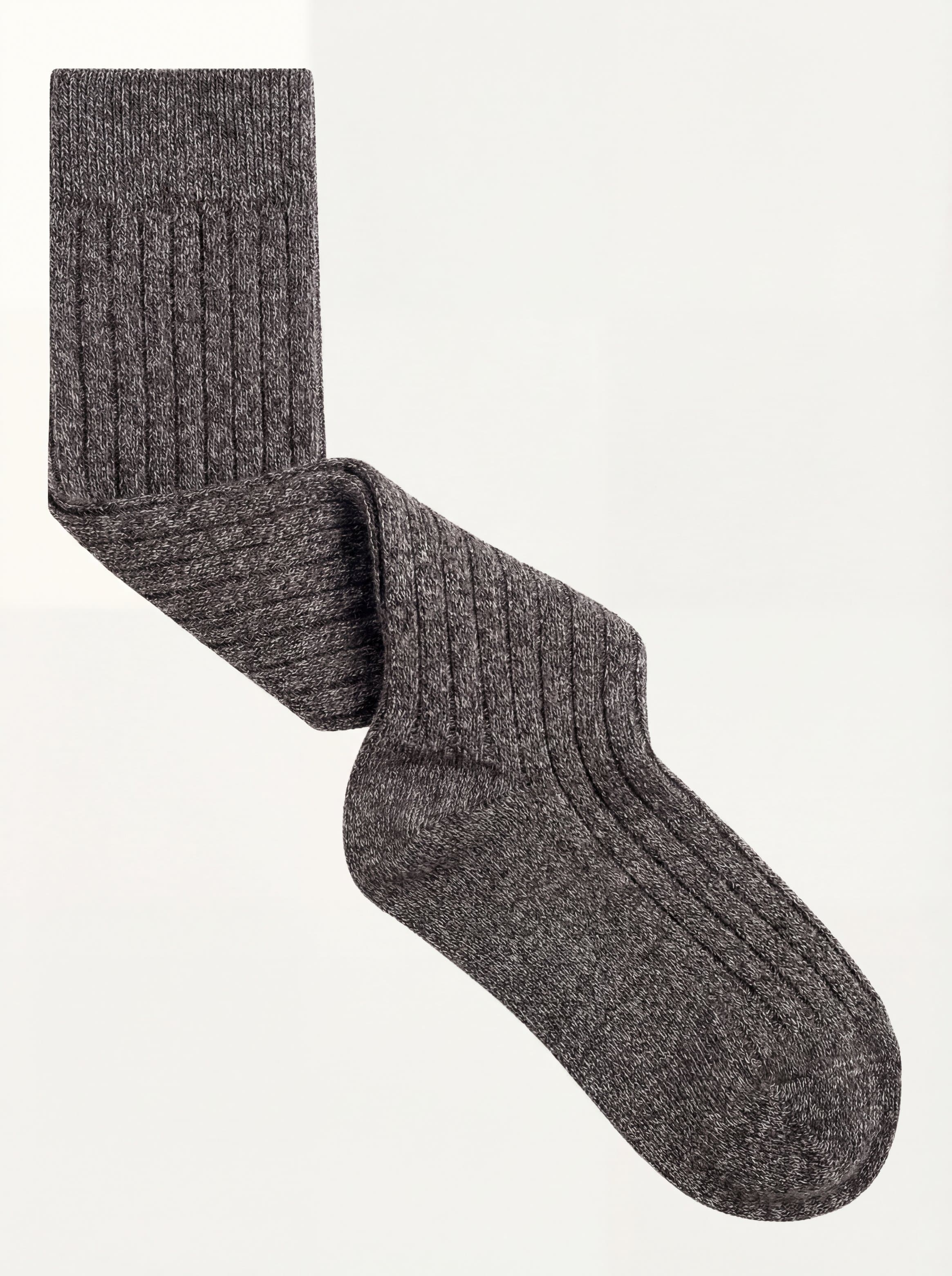 Calze lunghe a coste con punta e tallone a contrasto in misto Cashmere - Image 1