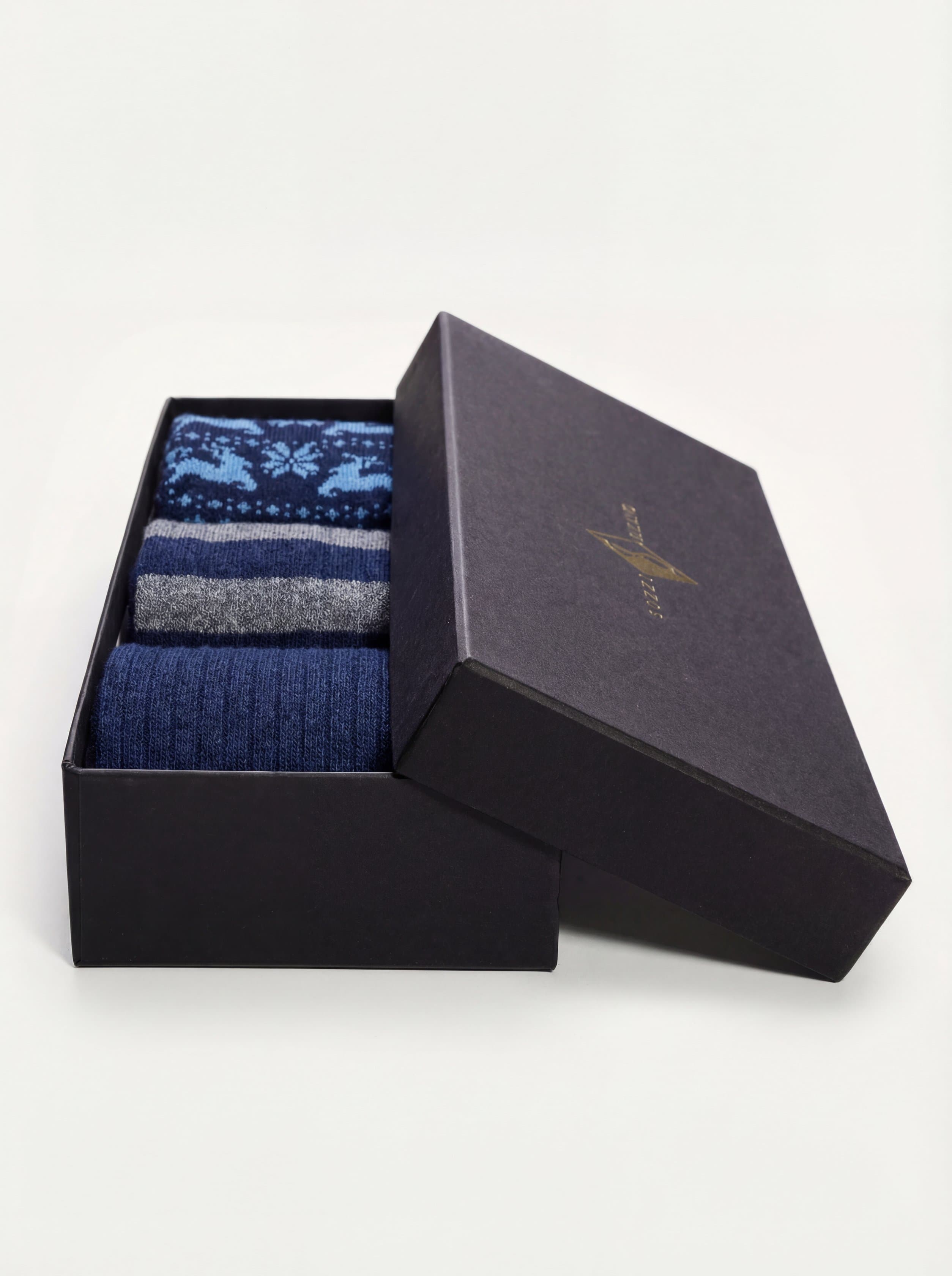 Cofanetto Regalo 3 paia calze Lunghe fantasia in misto Cashmere - blu - Image 5