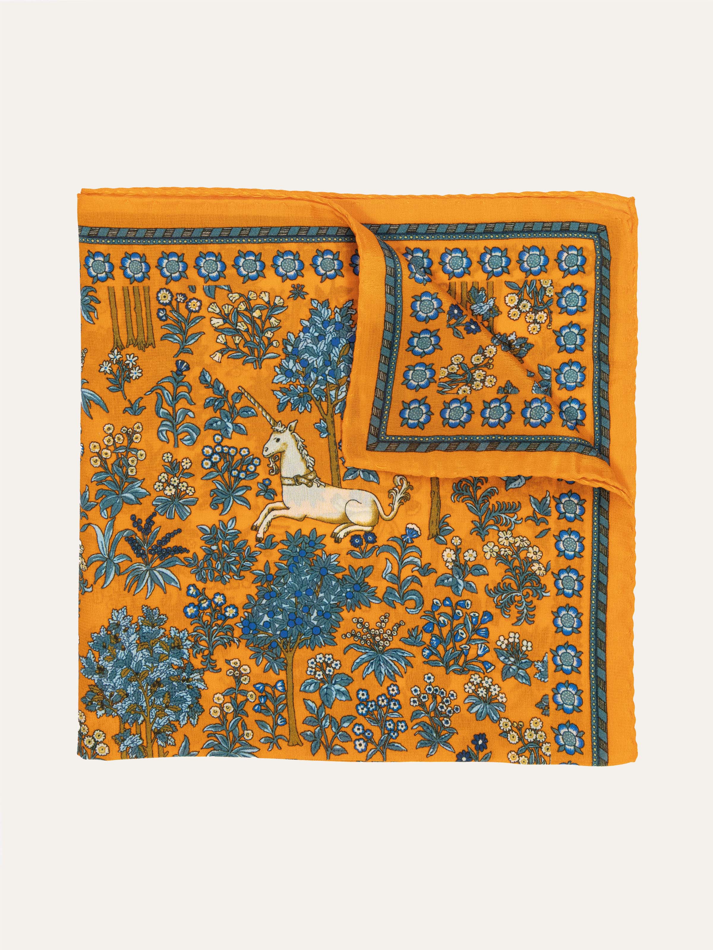 Pochette da Taschino in Seta fantasia Unicorni e Fiori